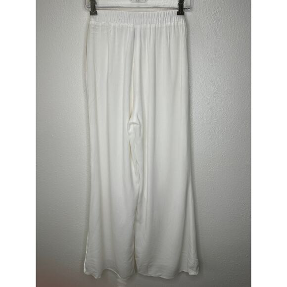 Acoa Off White Elastic Waist Pocketed Lined Flowy Pant XS - Picture 8 of 16